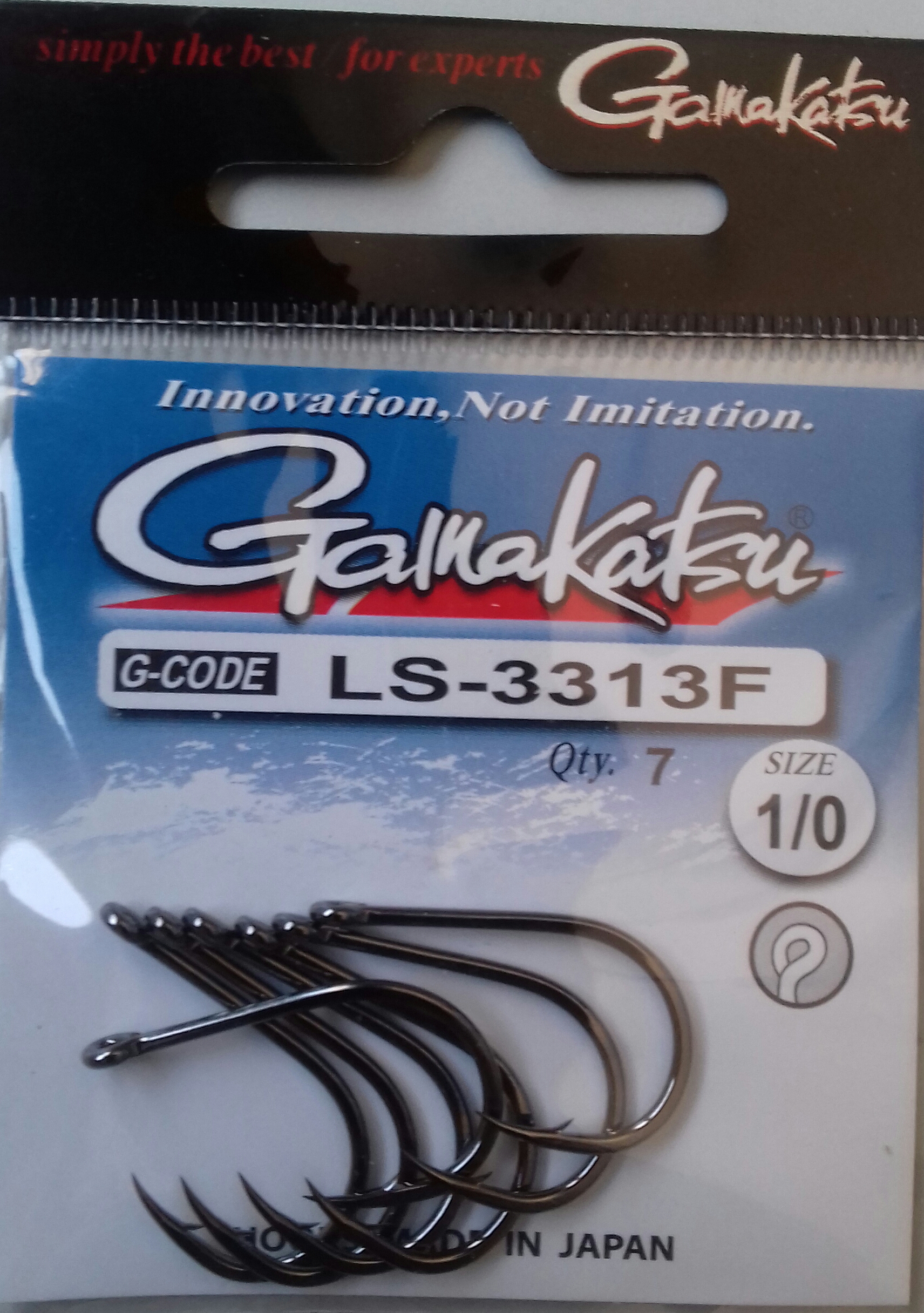ANZUELO GAMAKATSU LS-3313F EYED HOOKS BLACK Nº1/0 (7 unidades)