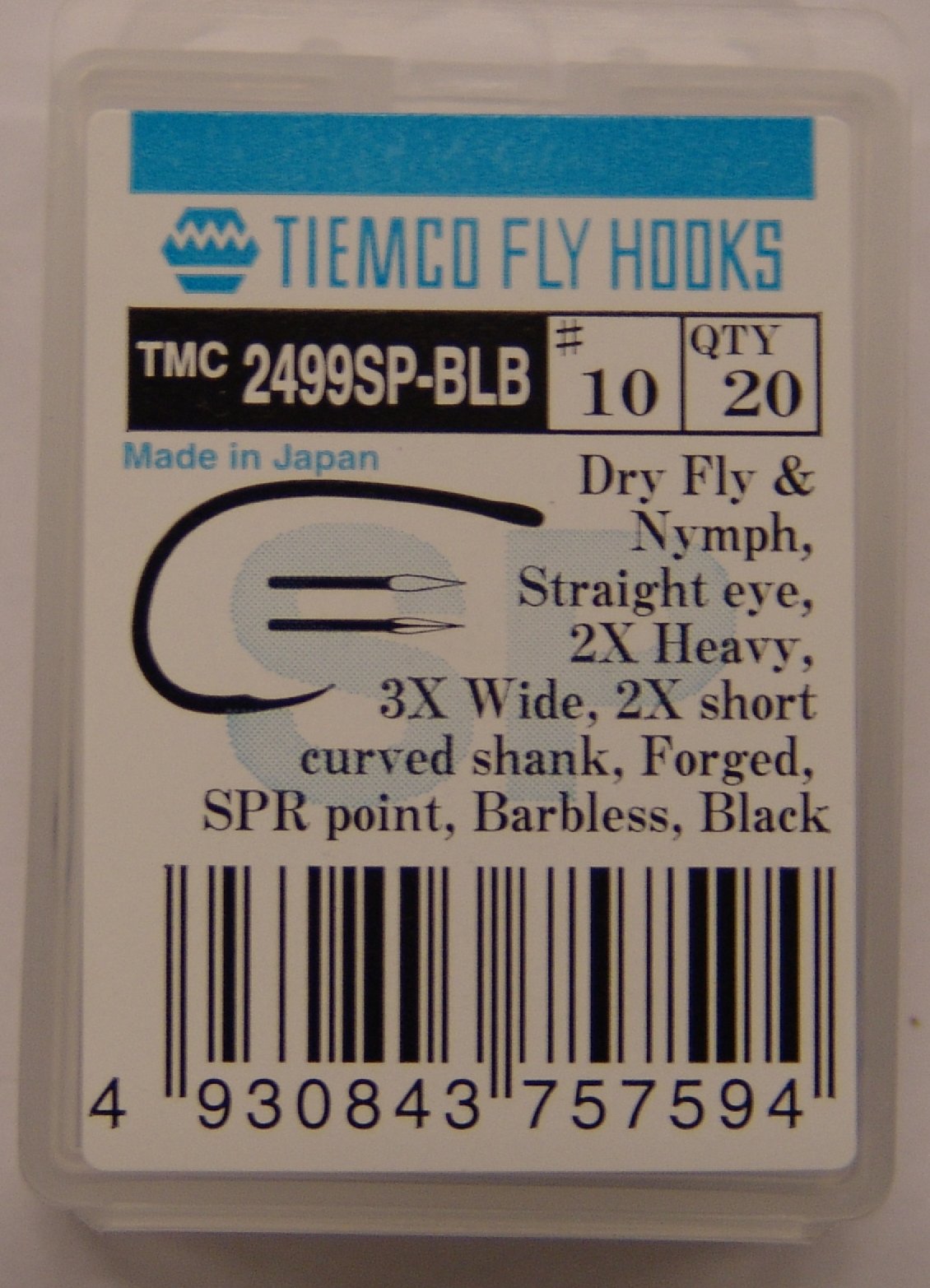 ANZUELO TIEMCO TMC 2499SPBL BLCK Nº10 CAJA20U