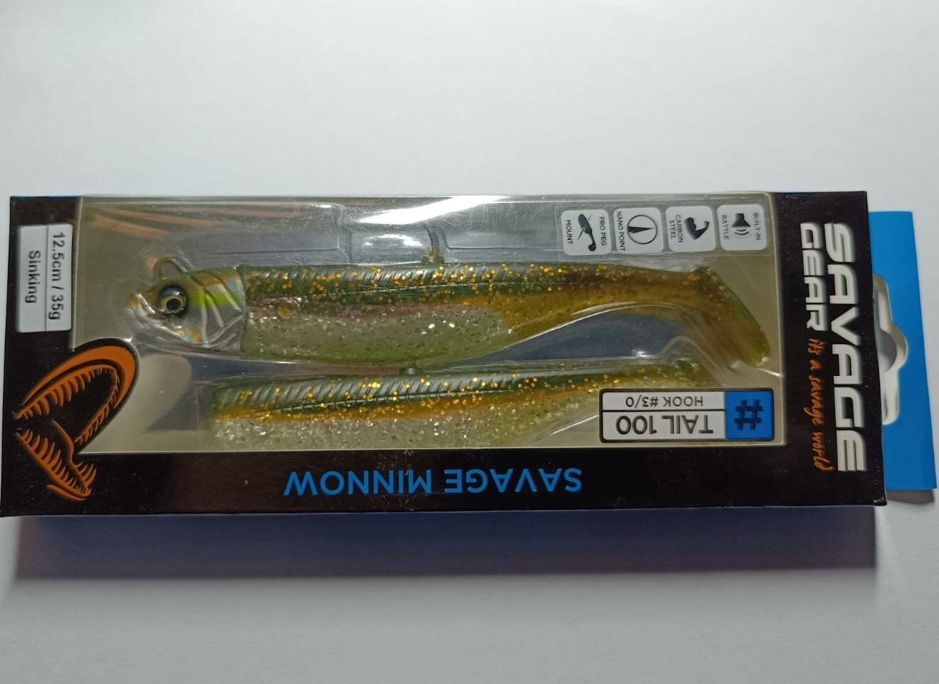 SAVAGE MINNOW 12.5CM 35G SINKING GREEN SILVER 2+1