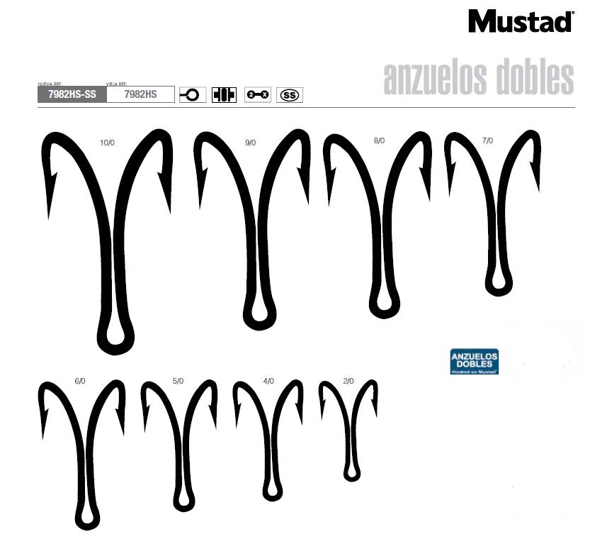 ANZUELO DOBLE MUSTAD 7982-HS 7/0 (1 unidad)