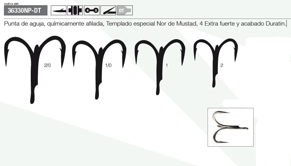 ANZUELO MUSTAD TRIPLE ULTRA 36330NPDT 1/0 (5 unidades)