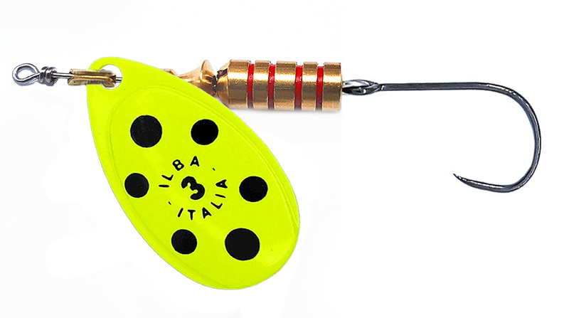 CUCHARILLA ILBA TONDO LIMON FLUOR PUNTOS NEGROS Nº 0 2 GR (1 ANZUELO SIN MU