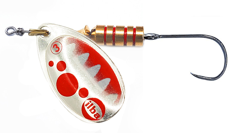 CUCHARILLA ILBA TONDO BUBBLE PLATA PUNTOS ROJOS Nº 3 7 GR (1 ANZUELO SIN MU