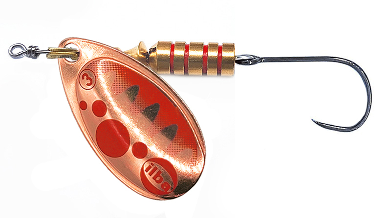 CUCHARILLA ILBA TONDO BUBBLE COBRE PUNTOS ROJOS Nº 1 3 GR (1 ANZUELO SIN MU