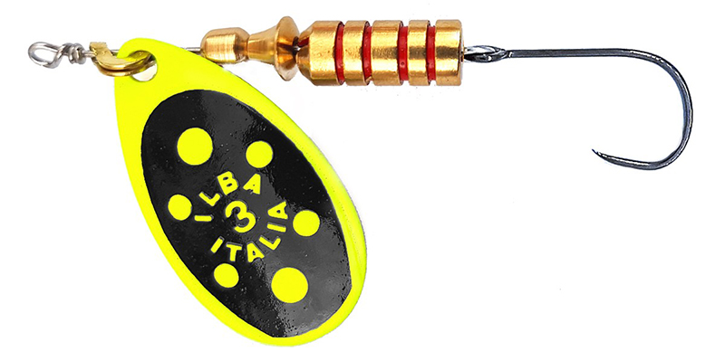 CUCHARILLA ILBA TONDO BOLT NEGRA LIMON FLUOR N°3 7 GR (1 ANZUELO SIN MUERTE