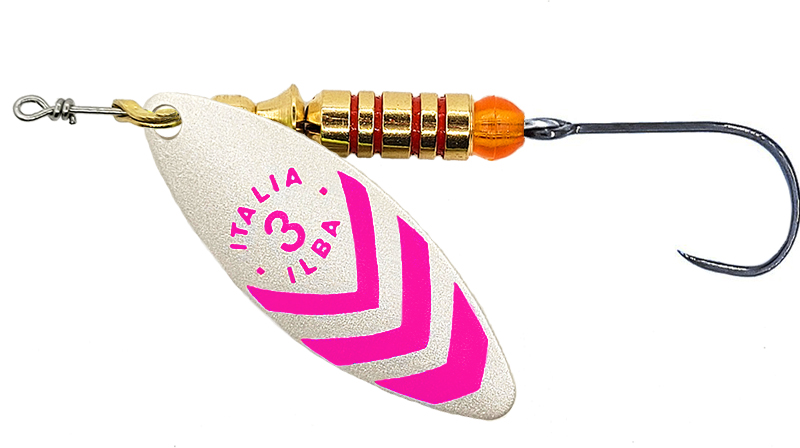 CUCHARILLA ILBA LUNGO PERLA RAYAS ROSA Nº 3 7 GR (1 ANZUELO SIN MUERTE)