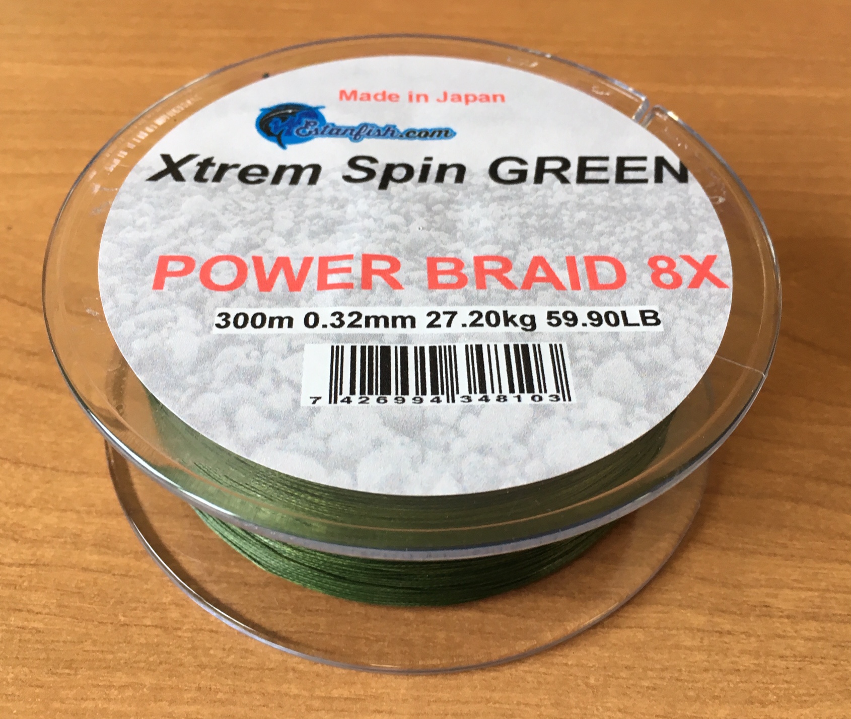 .XTREM SPIN BRAID 8X GREEN 300m 0,32mm 27,20 kg 59,90LB