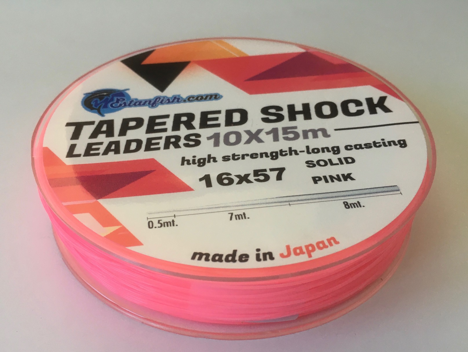 COLA SURF CASTING - TAPERED SURF LEADER SOLID PINK 10X15 m 0,16-0,57mm