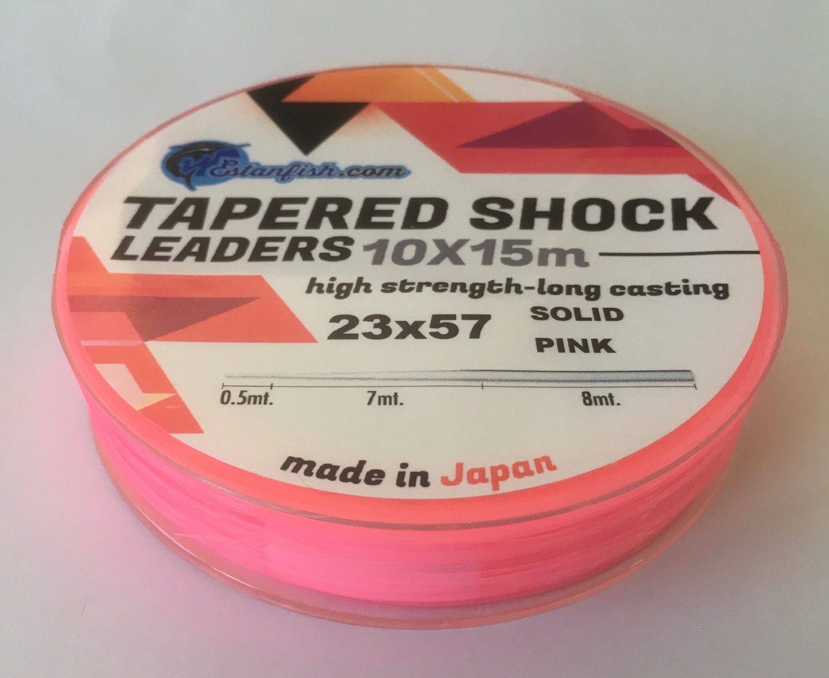 COLA SURF CASTING - TAPERED SURF LEADER SOLID PINK 10X15 m 0,23-0,57mm
