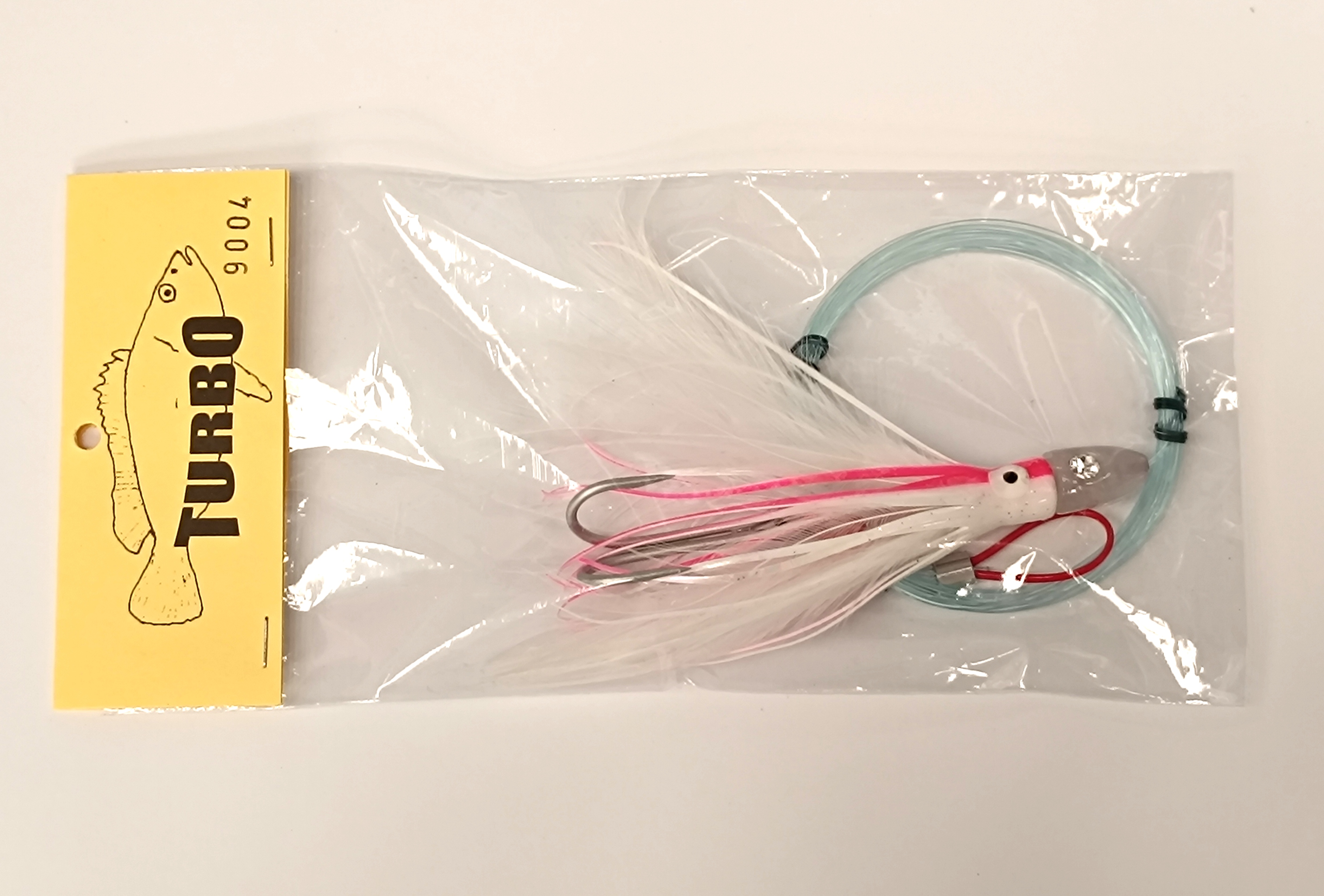 PLUMA CURRICAN CABEZA CRISTAL MEDIANA TURBO MOD 9004 PULPO BLANCO/ PLUMAS
