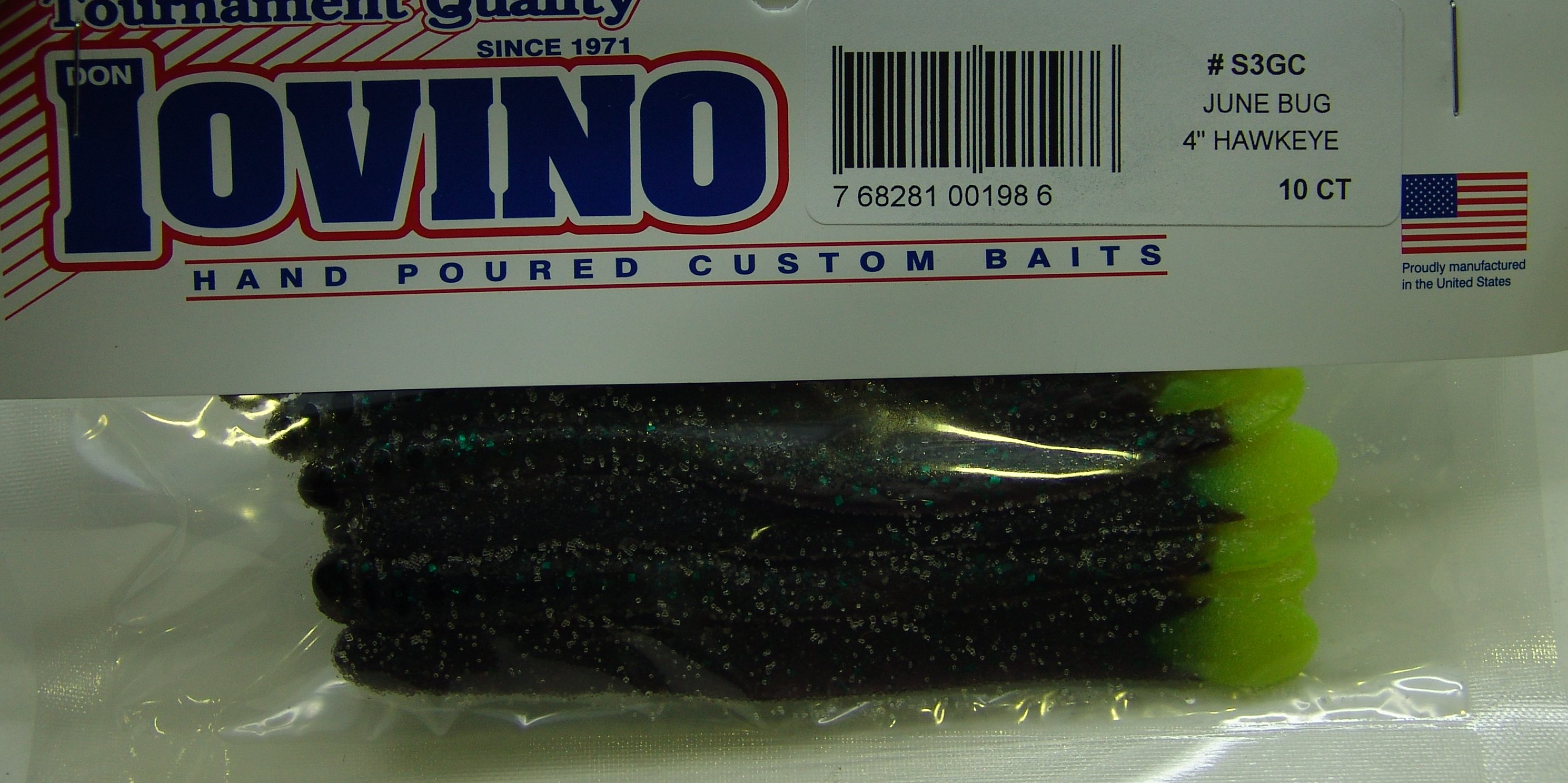 DON IOVINO Hawkeye 4"(June Bug) 10 UD (NEGRO,PURPURINA ,Verde