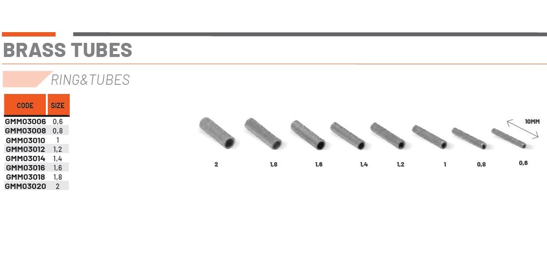 BRASS TUBES N. 1,4 (12pcs)