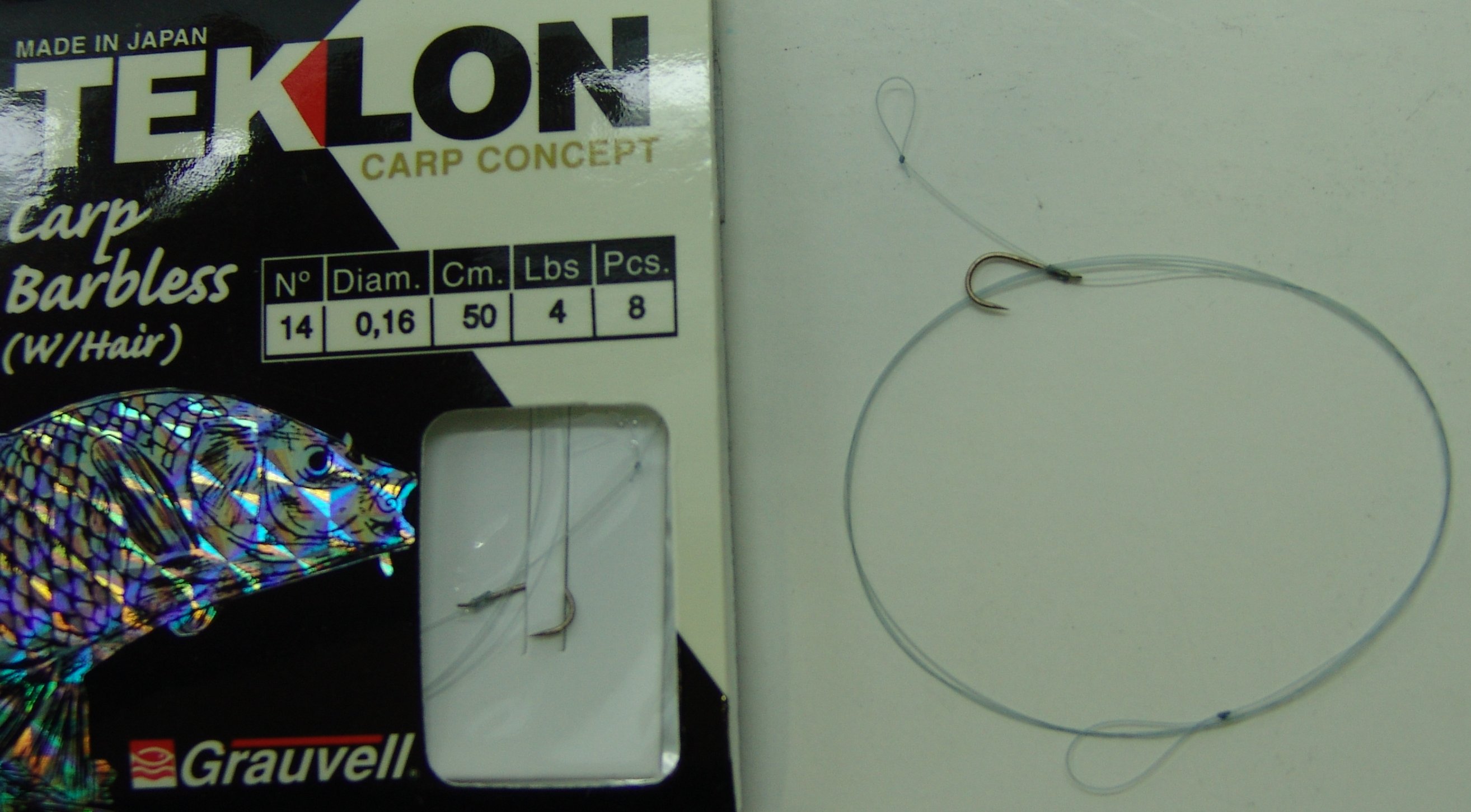 ANZUELO TEKLON CARP BARBLESS W/HAIR 14 (SIN MUERTE)