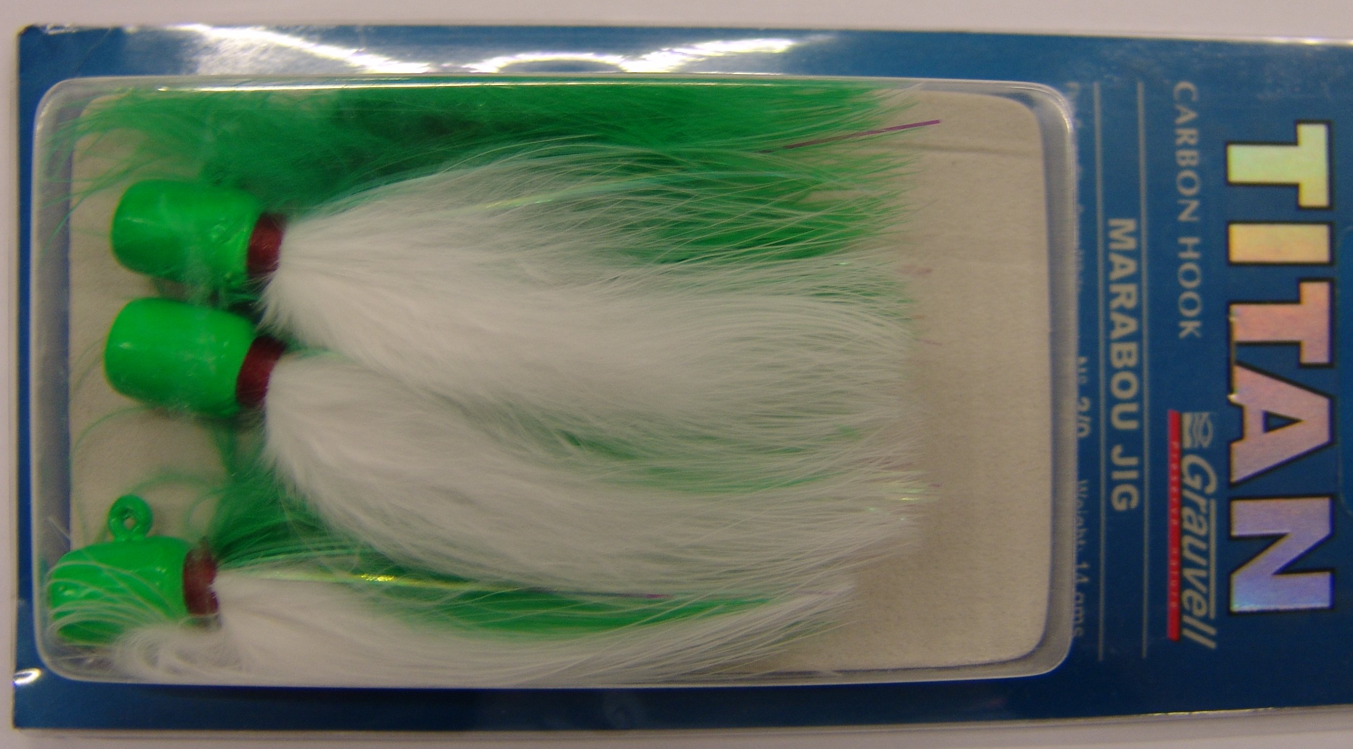 MARABOU JIG 3/0 FLUOR GREEN/WHITE (paquete de 3 unidades)