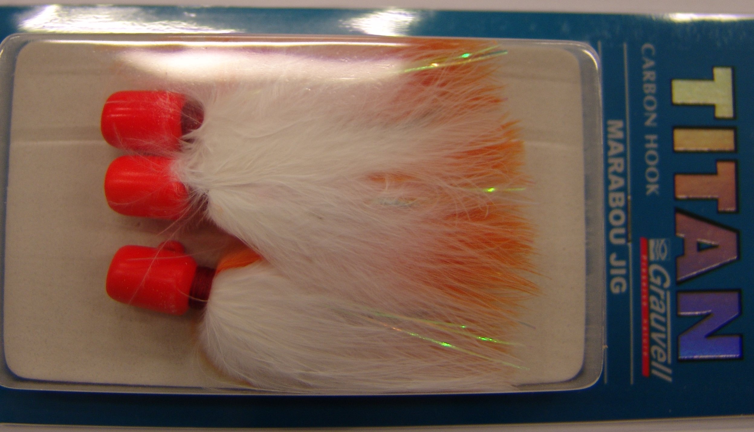MARABOU JIG 3/0 FLUOR ORANGE/WHITE (paquete de 3 unidades)