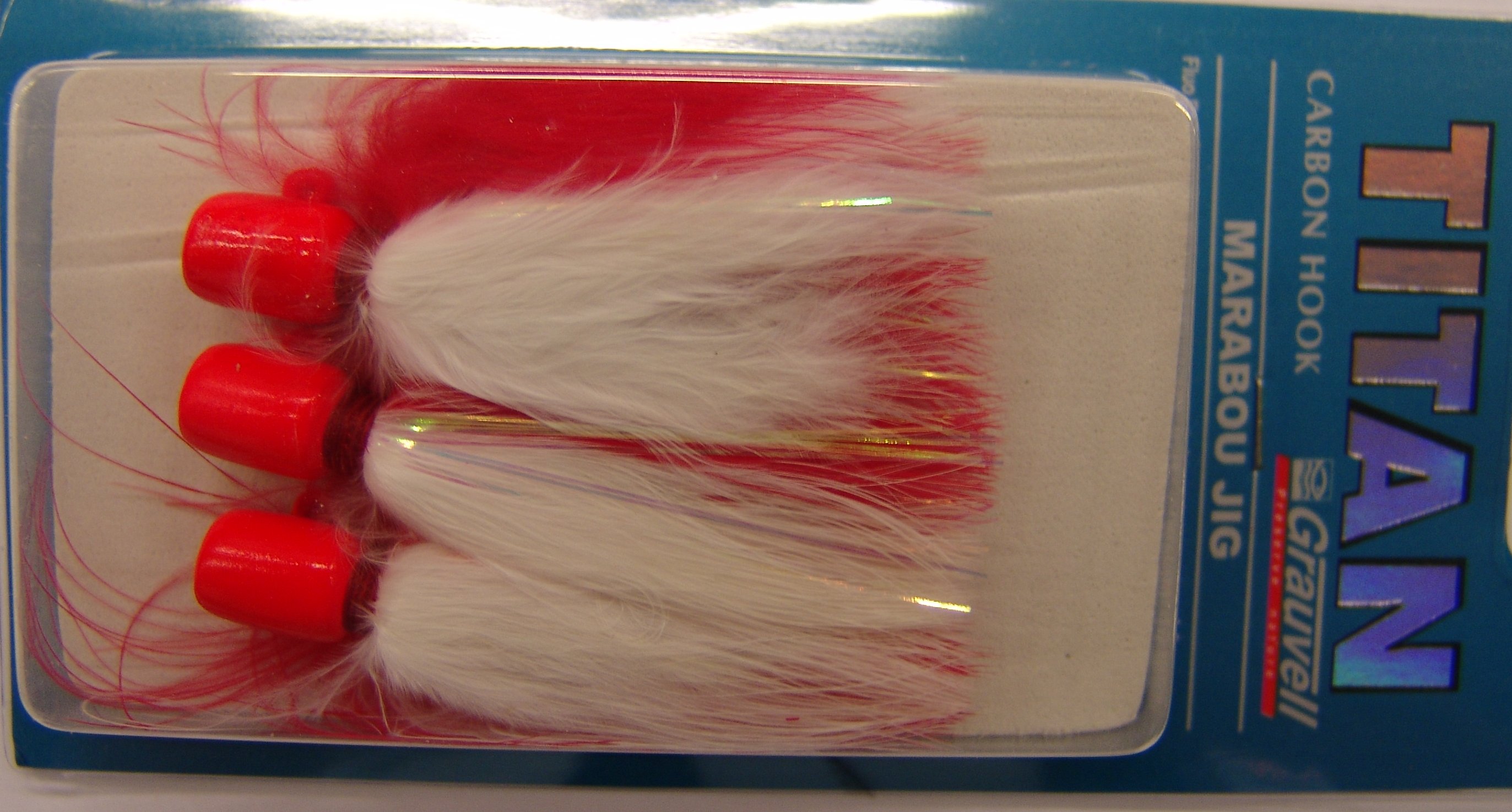 MARABOU JIG 3/0 FLUO RED/WHITE (paquete de 3 unidades)