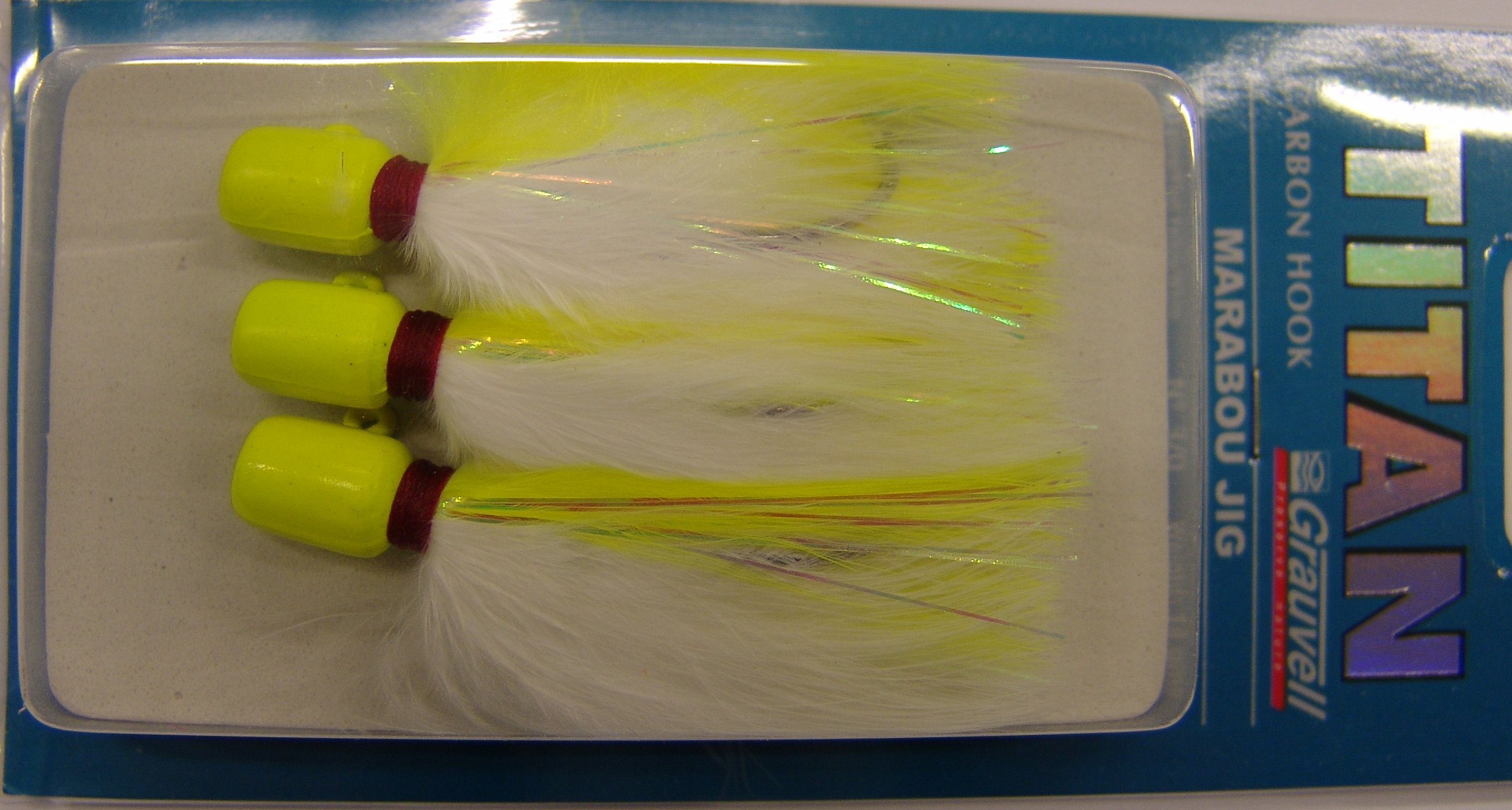 MARABOU JIG 3/0 FLUO YELLOW/WHITE (paquete de 3 unidades)