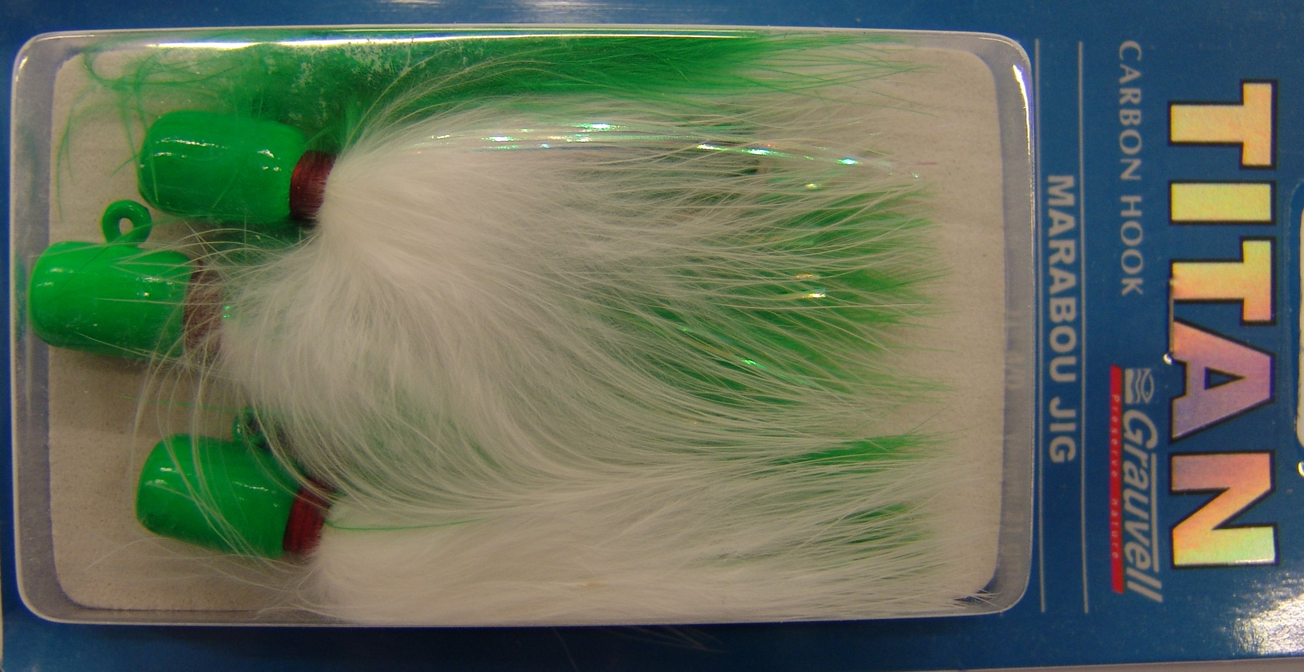 MARABOU JIG 4/0 FLUOR GREEN/WHITE (paquete de 3 unidades)