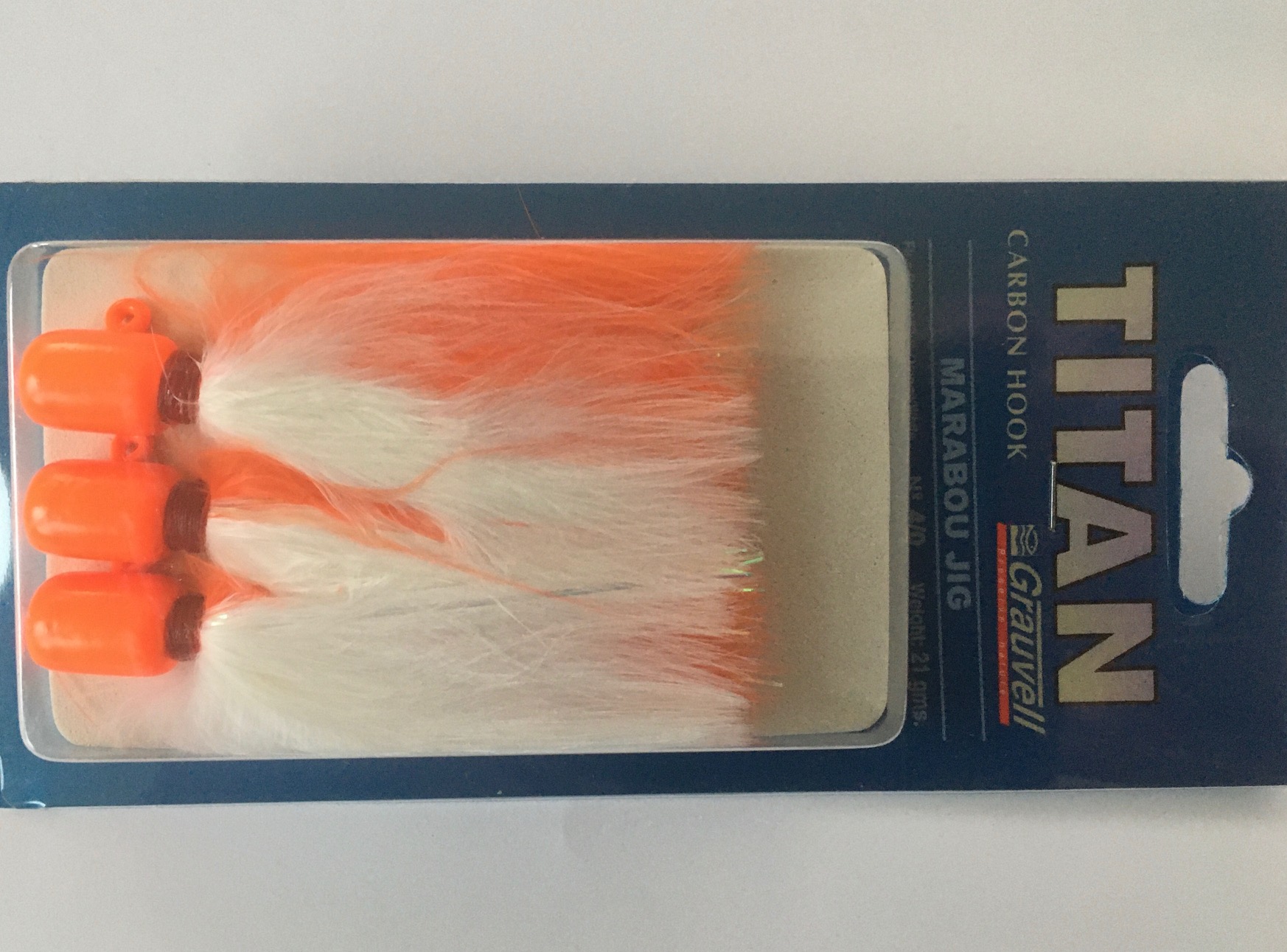 MARABOU JIG 4/0 FLUOR ORANGE/WHITE (paquete de 3 unidades)