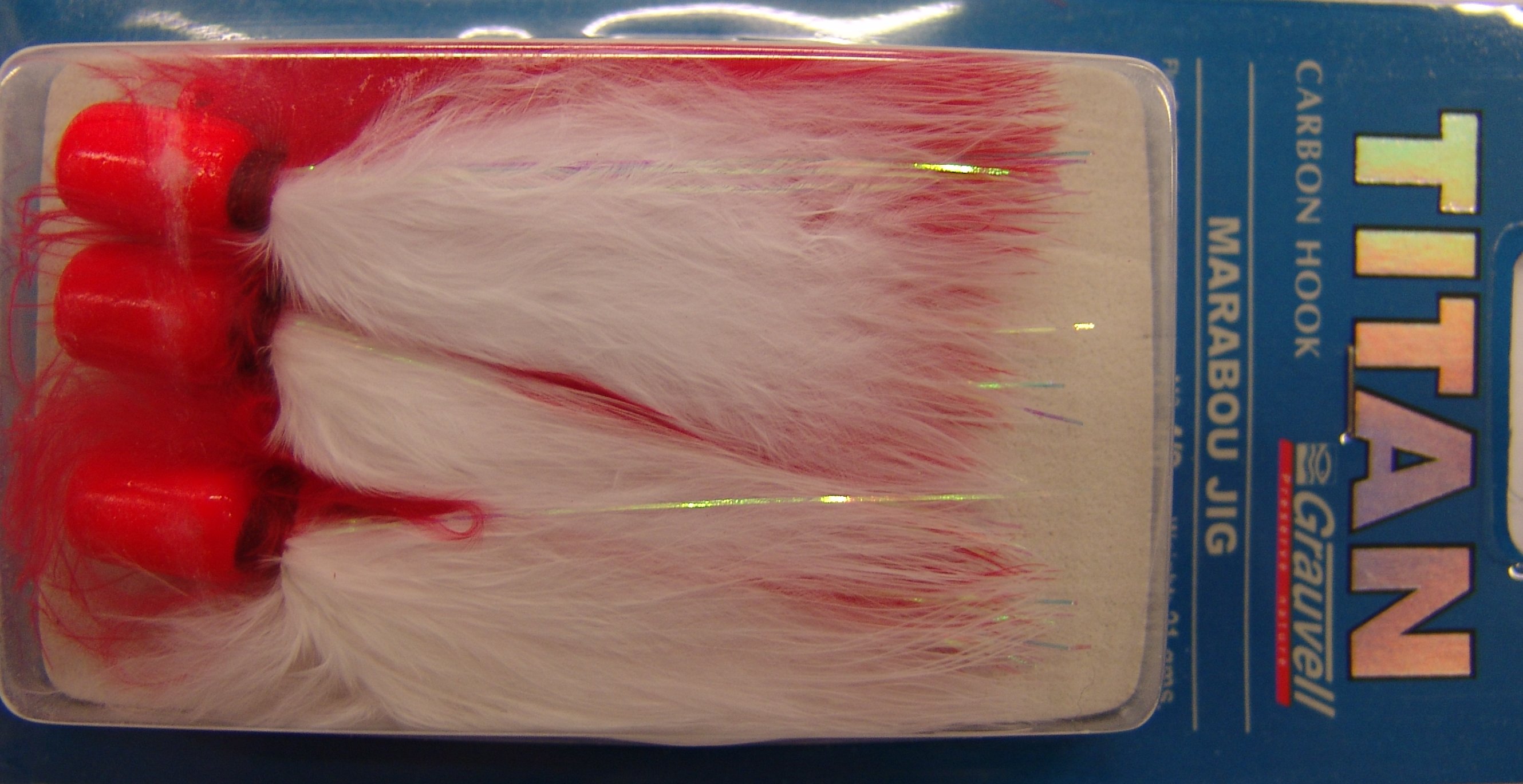 MARABOU JIG 4/0 FLUOR RED/WHITE (paquete de 3 unidades)