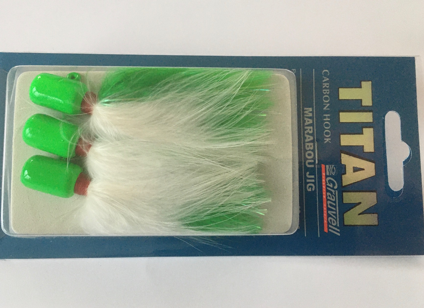 MARABOU JIG 5/0 28GR FLUOR GREEN/WHITE (paquete de 3 unidades)