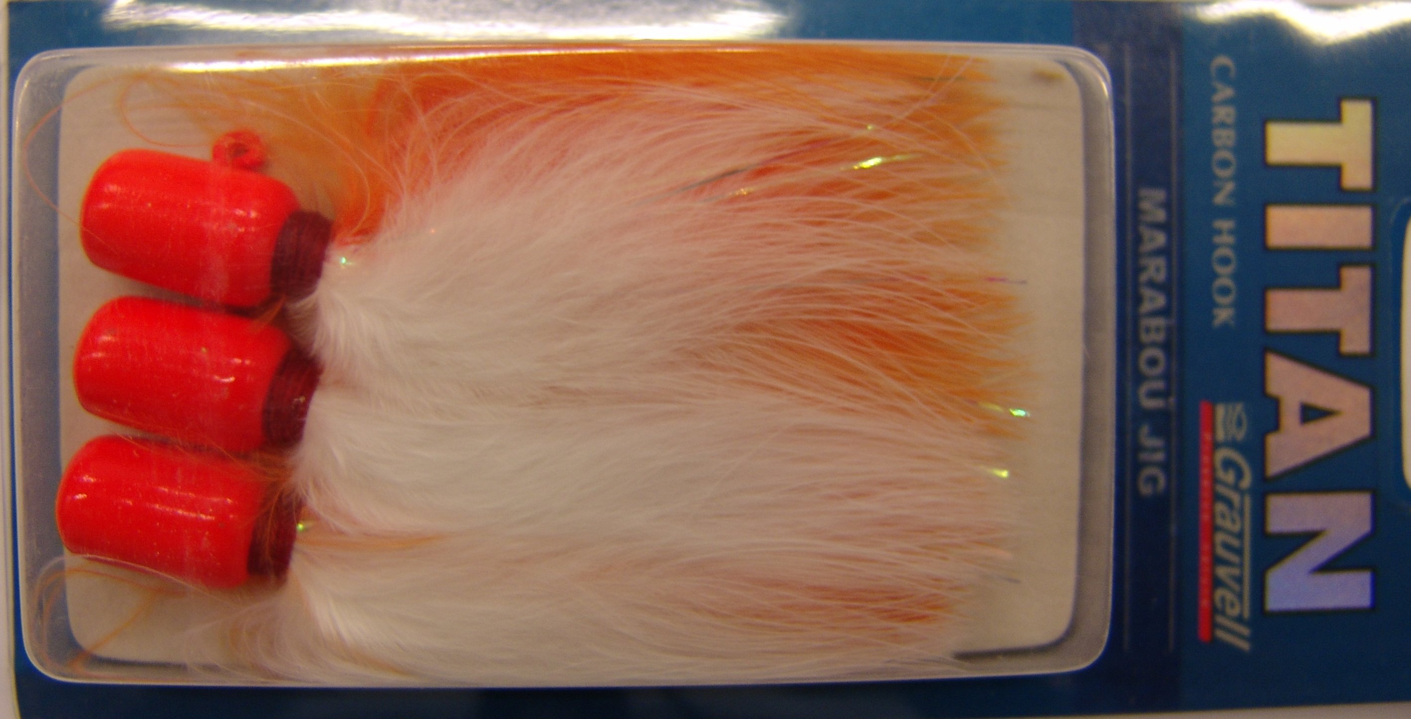 MARABOU JIG 5/0 28GR FLUOR ORANGE/WHITE (paquete de 3 unidades)