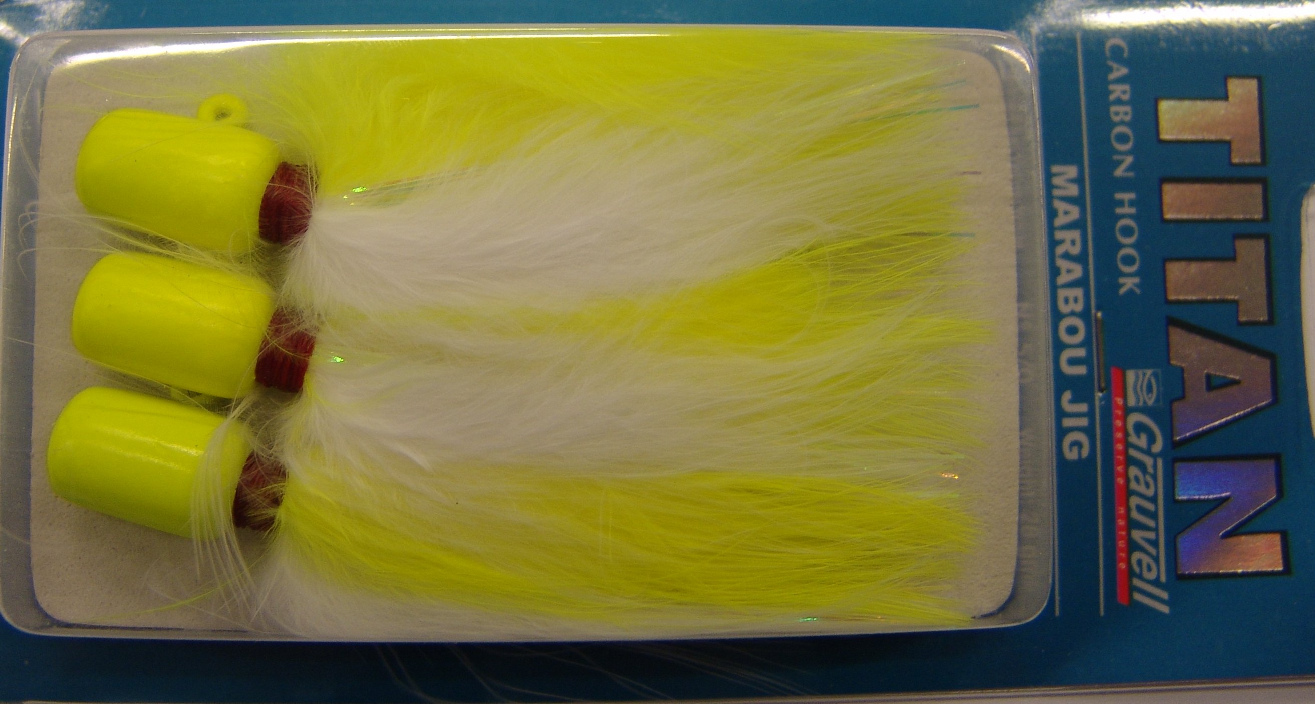 MARABOU JIG 5/0 28GR FLUOR YELLOW/WHITE (paquete de 3 unidades)