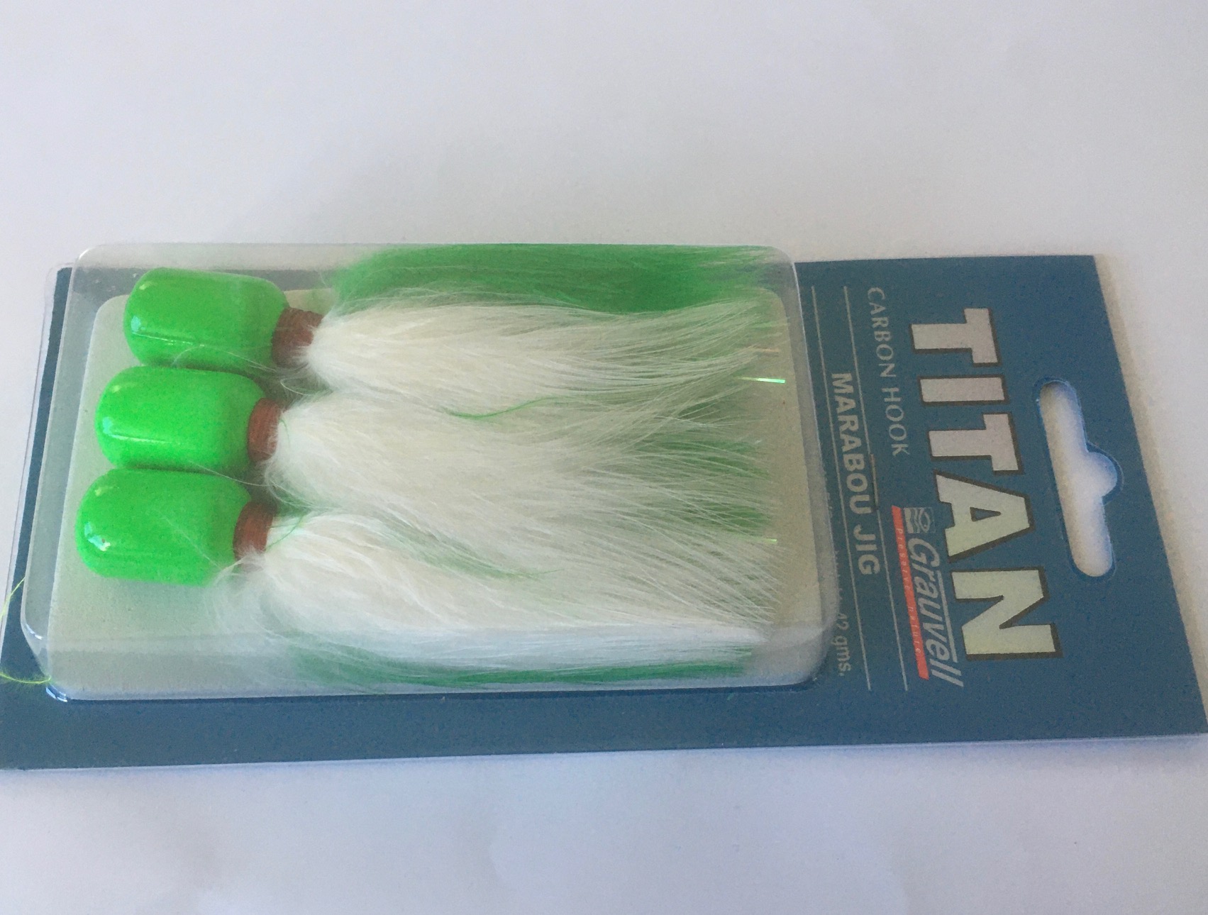 MARABOU JIG 5/0 42GR FLUOR GREEN/WHITE (paquete de 3 unidades)