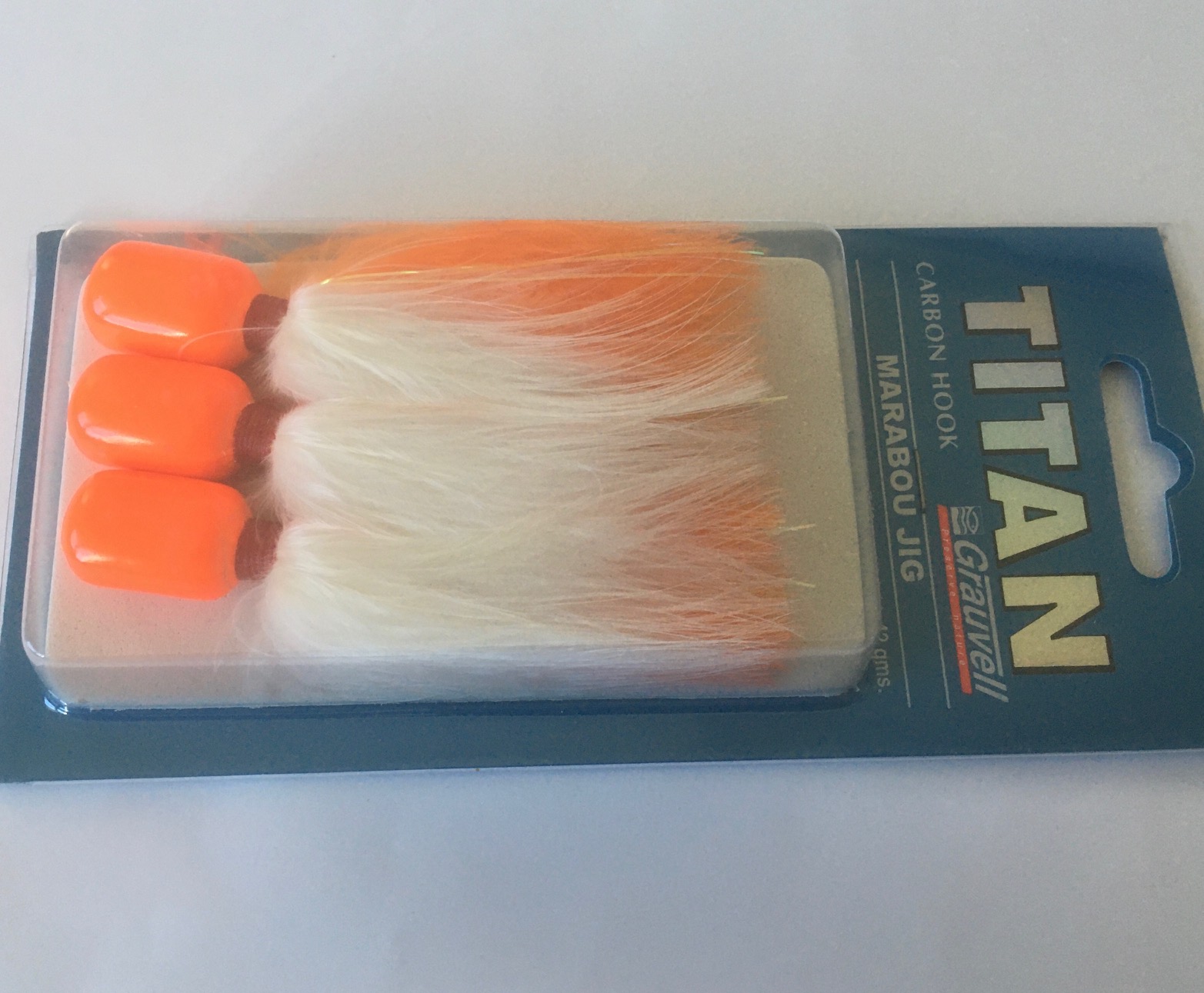 MARABOU JIG 5/0 42GR FLUOR ORANGE/WHITE (paquete de 3 unidades)