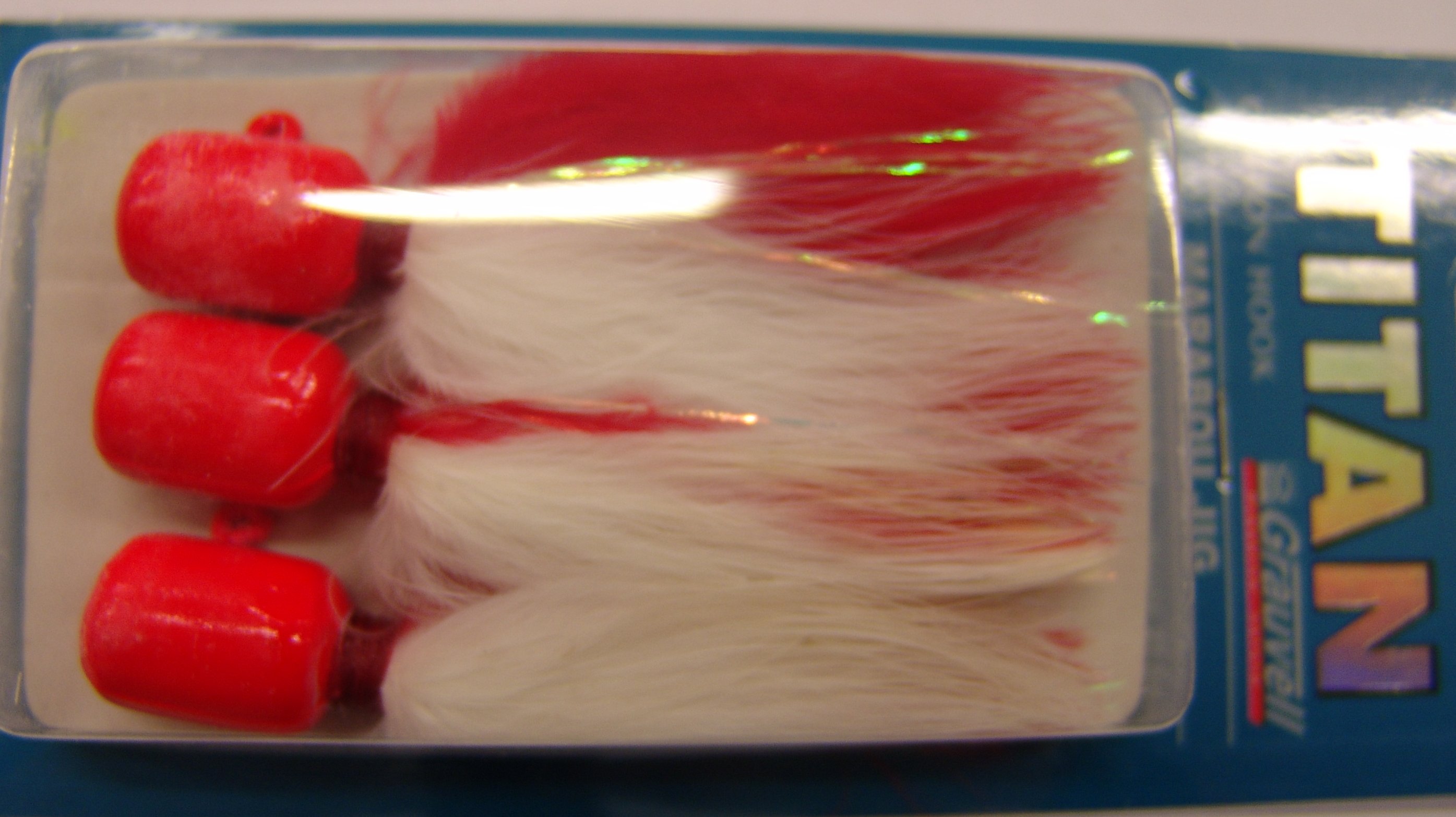 MARABOU JIG 5/0 42GR FLUOR RED/WHITE (paquete de 3 unidades)