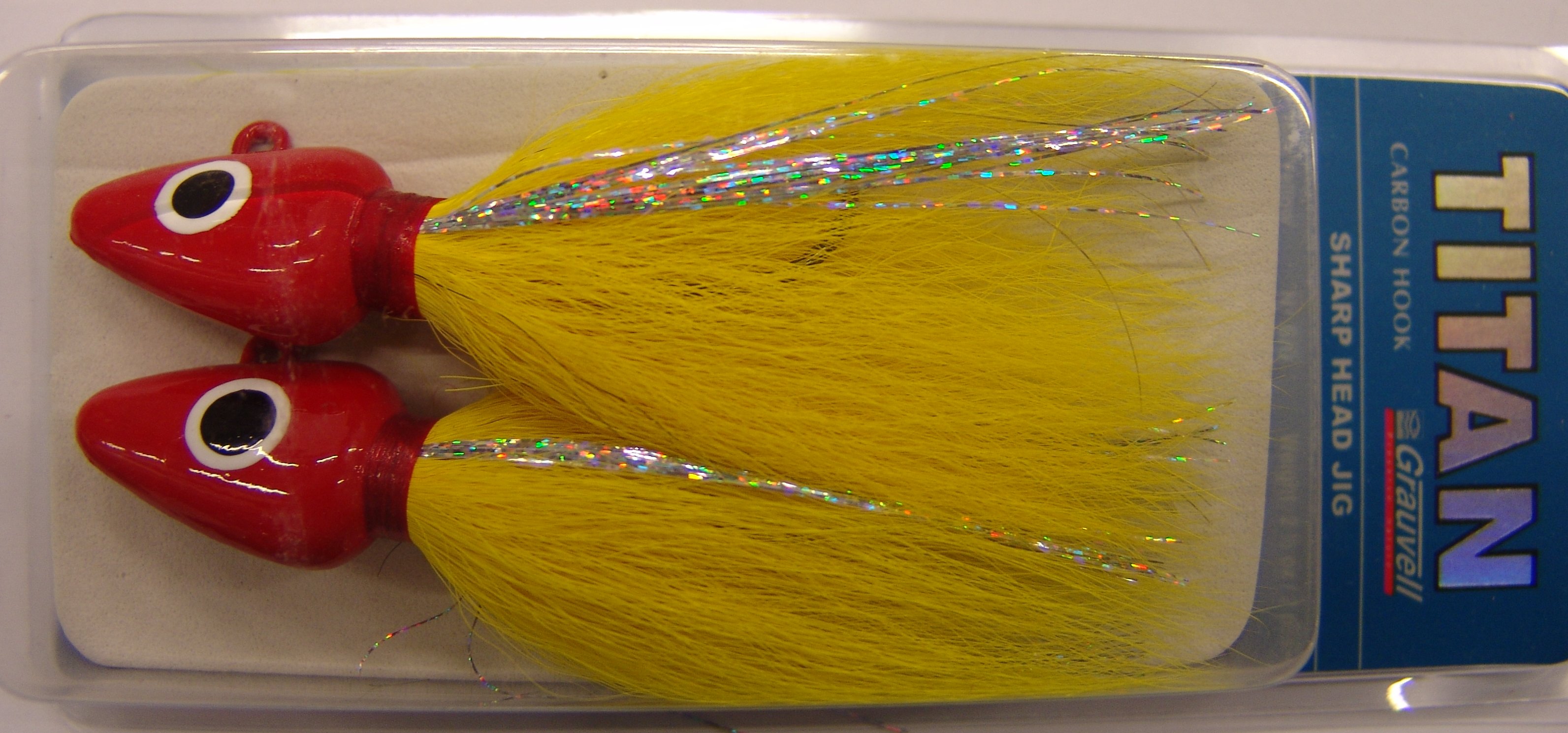 SHARP HEAD JIG 2 1/2 OZ  6/0 RED/YELLOW