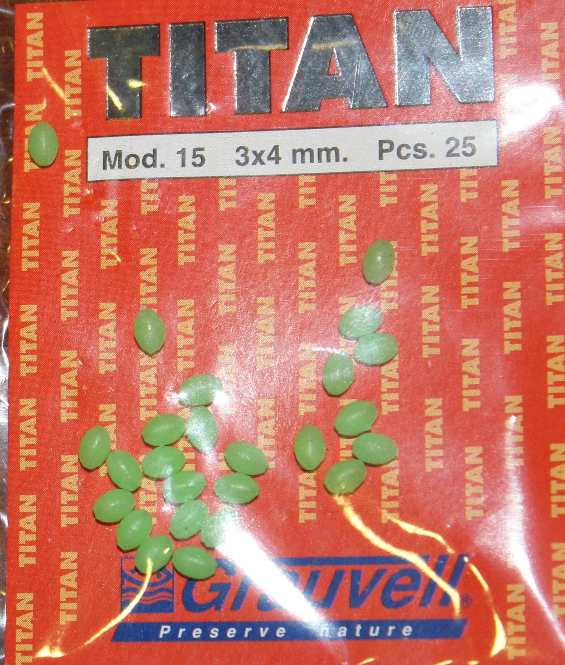 PERLAS 15 3X4MM FLUO GREEN (25 unidades)