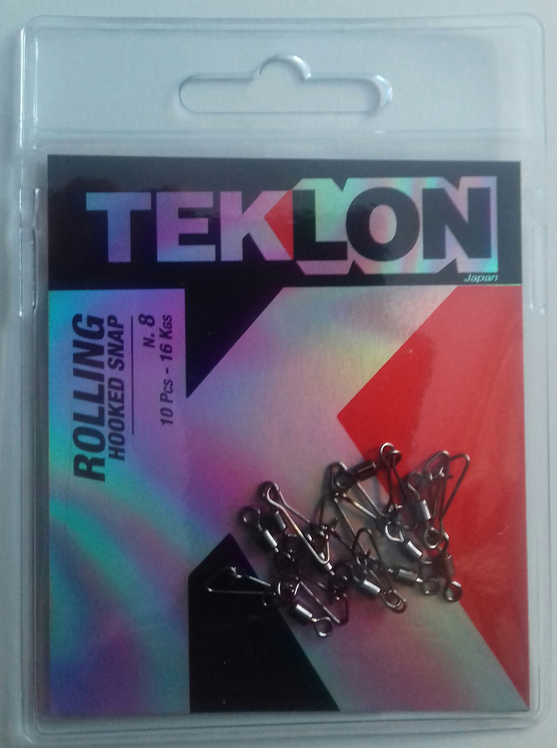 EMERILLON TEKLON ROLLING W/ HOOKED SNAP 8 (10 unidades)