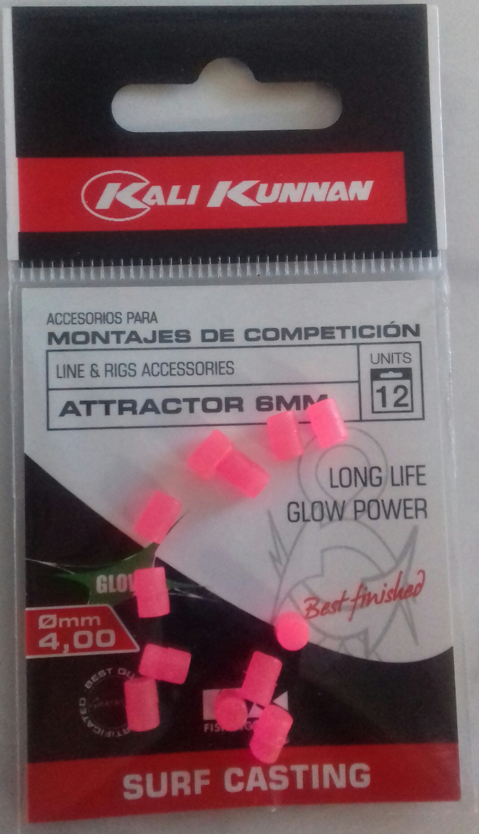 KALI KUNNAN ATTRACTOR 6mm GLOW-PINK (12 unidades)