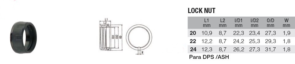 ROSCABLOCK FUJI LOCK NUT Diametro 20 (PARA DPS/ASH)
