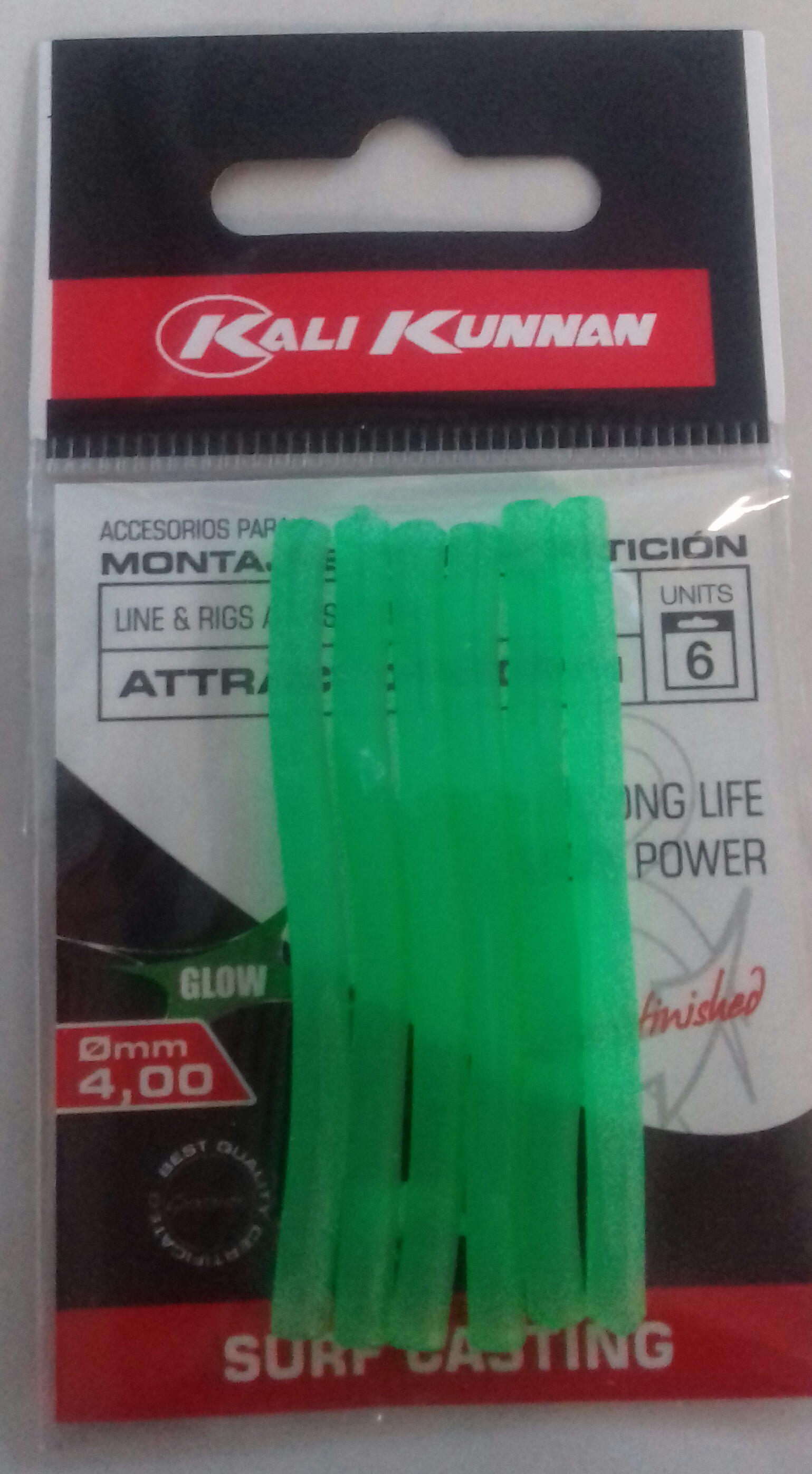 KALI KUNNAN ATTRACTOR 60mm GLOW-GREEN (6 unidades)