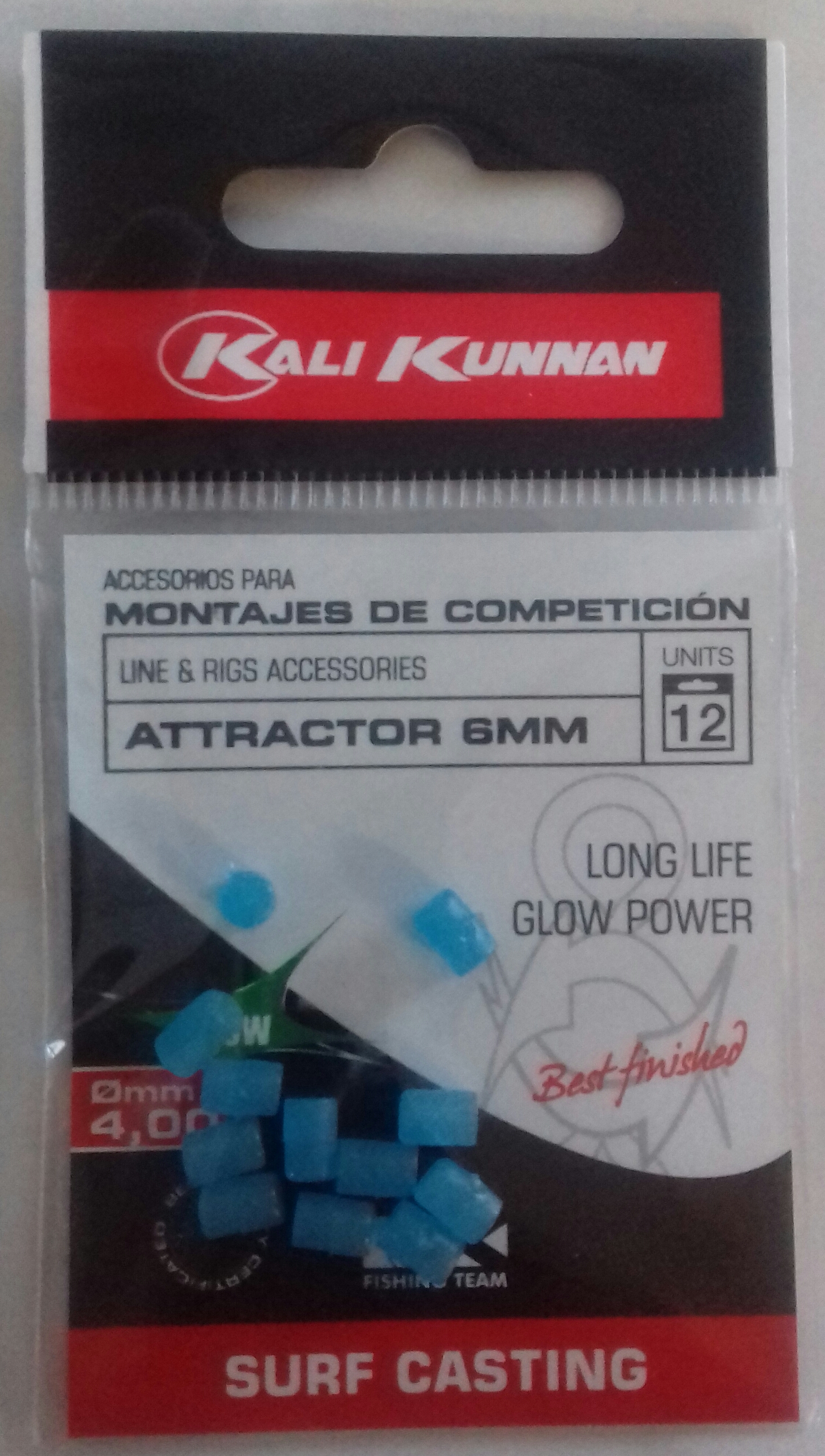 KALI KUNNAN ATTRACTOR 6mm GLOW-BLUE (12 unidades)