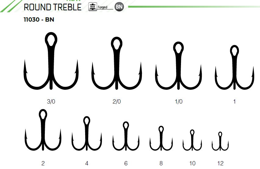 ANZUELO TRIPLE KALI HAKKO 11030-BN N 12 ROUND TREBLE (8 unidades)