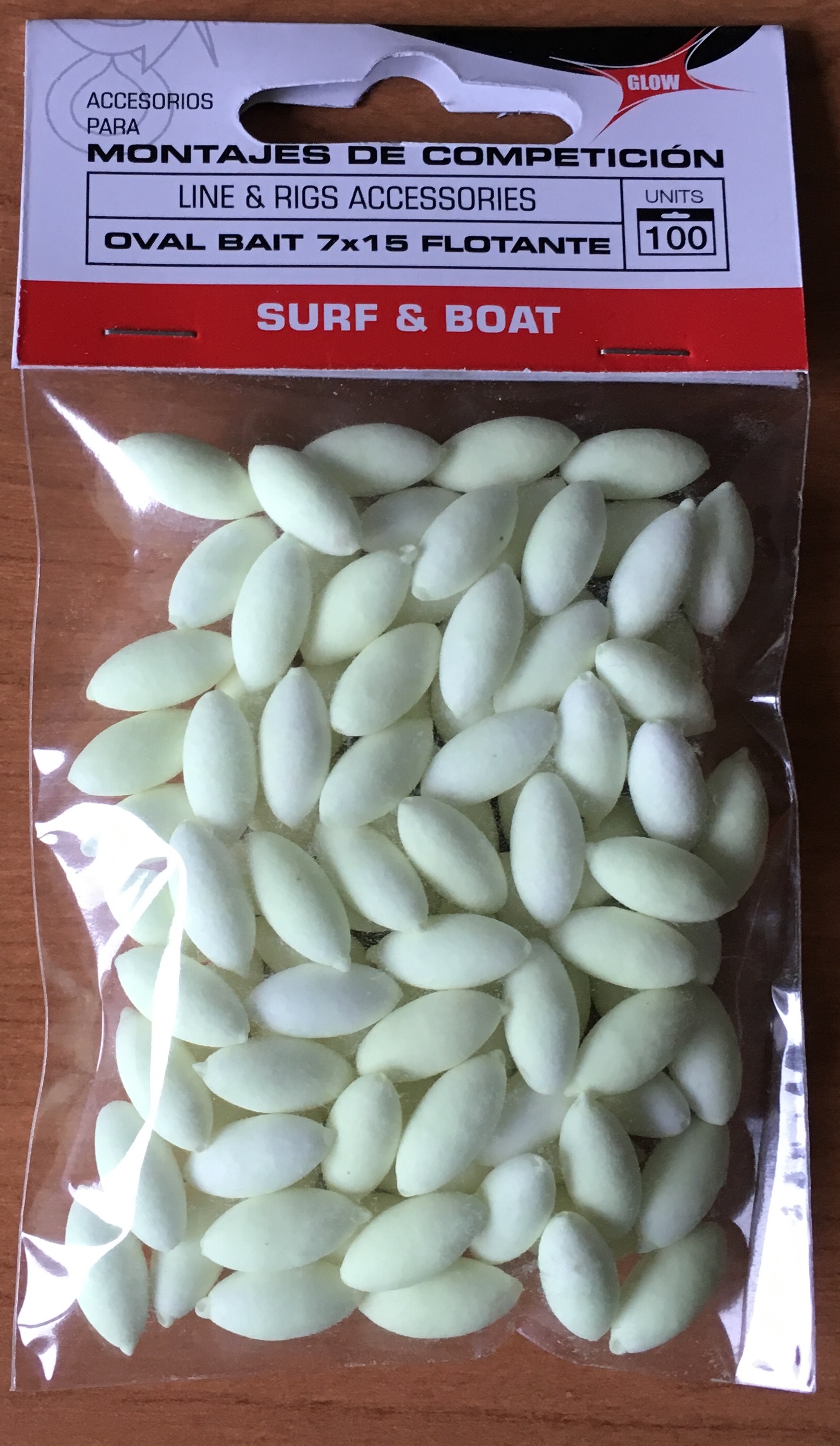 KALI OVALBAIT FLOTANTE BLANCO FOSFORESCENTE (100 unidades)