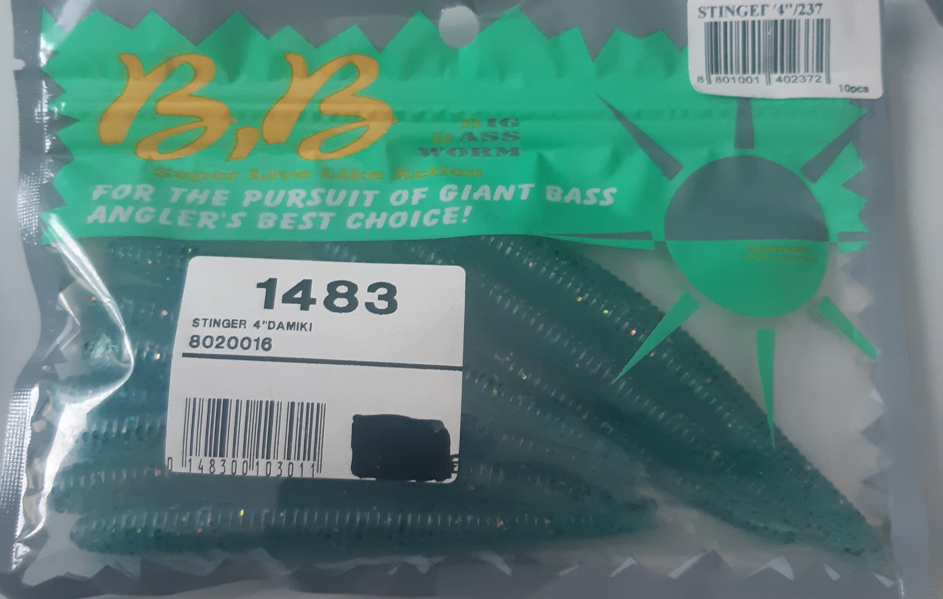BIG BASS WORM STINGER 4" DAMIKI VERDE
