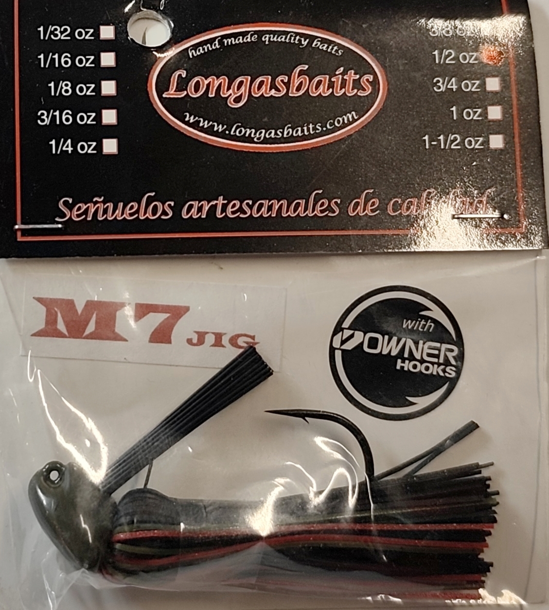 LONGASBAITS M7 JIG 1/2OZ BLACK OLIVE RED