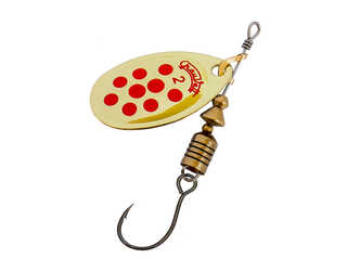 CUCHARILLA GRAUVELL ORO PUNTOS ROJOS Nº 1 (1 ANZUELO SIN MUERTE)  CUCHARILLA GRAUVELL ORO PUNTOS ROJOS Nº 1 (1 ANZUELO SIN MUERTE)