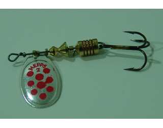 CUCHARILLA MEPPS AGLIA 2 PLATA PUNTOS ROJOS