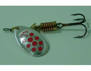 CUCHARILLA MEPPS AGLIA 3 PLATA PUNTOS ROJOS_1