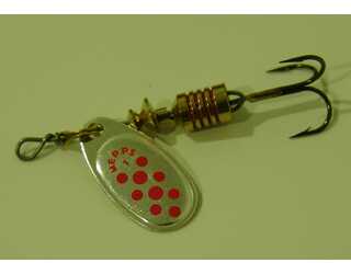 CUCHARILLA MEPPS COMET 1 PLATA PUNTOS ROJOS