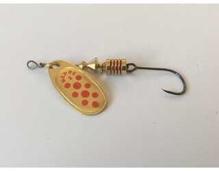 CUCHARILLA MEPPS COMET ANZUELO SIMPLE SIN MUERTE 2 OPR - ORO PUNTOS ROJOS CUCHARILLA MEPPS COMET ANZUELO SIMPLE SIN MUERTE 2 OPR - ORO PUNTOS ROJOS