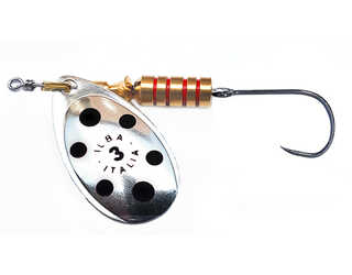 CUCHARILLA ILBA TONDO PLATA PUNTOS NEGROS N°2 5 GR (1 ANZUELO SIN MUERTE)