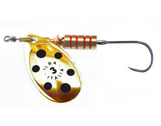 CUCHARILLA ILBA TONDO ORO PUNTOS NEGROS N°3 7 GR (1 ANZUELO SIN MUERTE)