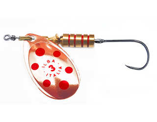 CUCHARILLA ILBA TONDO COBRE PUNTOS ROJOS N°1 3 GR (1 ANZUELO SIN MUERTE)