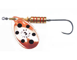 CUCHARILLA ILBA TONDO COBRE PUNTOS NEGROS N°2 5 GR (1 ANZUELO SIN MUERTE)